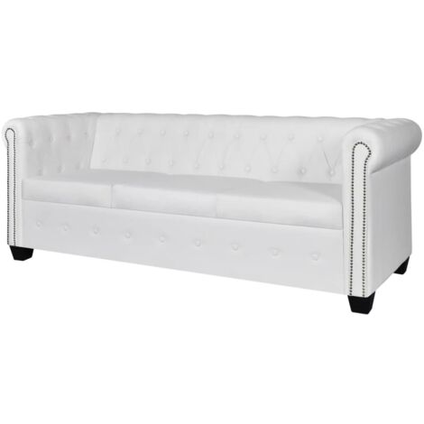 Canapé/Banquette Chesterfield à 3 places cuir synthétique blanc MJU3709