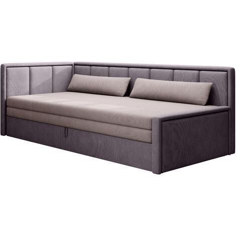 Canapé banquette convertible 3 places tissu doux Figo 214cm-Parme-angle gauche