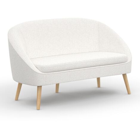 Canapé banquette en tissu bouclette SONIA blanc