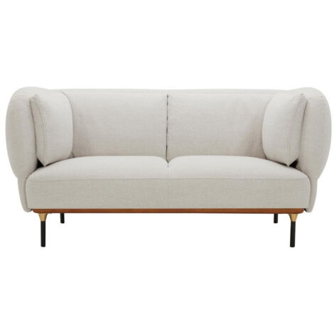 Canapé banquette fixe 2 places coloris gris clair avec pieds en métal - Longueur 172 x Profondeur 97 x Hauteur 80 cm