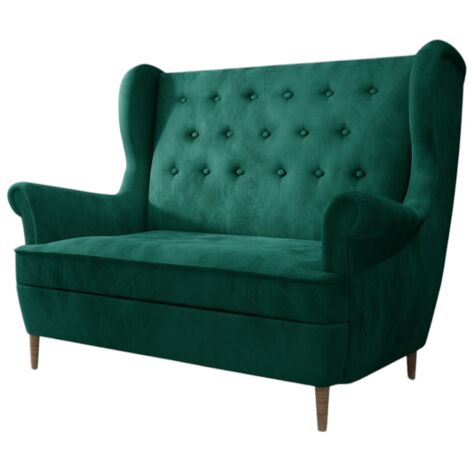 Canapé bergère LIZZI – Élégance rétro et confort absolu-Vert