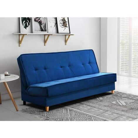 Canapé BZ en lit Convertible avec Coffre 3 Places de Rangement Relax Droit - clic clac, Banquette - en Tissu - Salon & séjour - 192x91x94cm - Rivia (Bleu Marine)