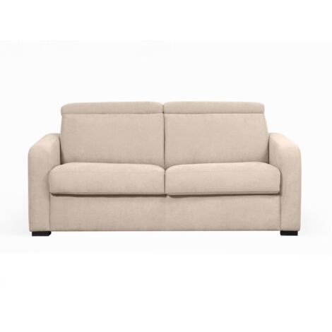 Canapé CAROLE convertible 3 places couchage quotidien 140x190cm en tissu - Beige
