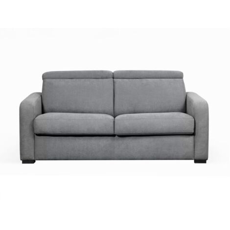 Canapé CAROLE convertible 3 places couchage quotidien 140x190cm en tissu - Gris clair