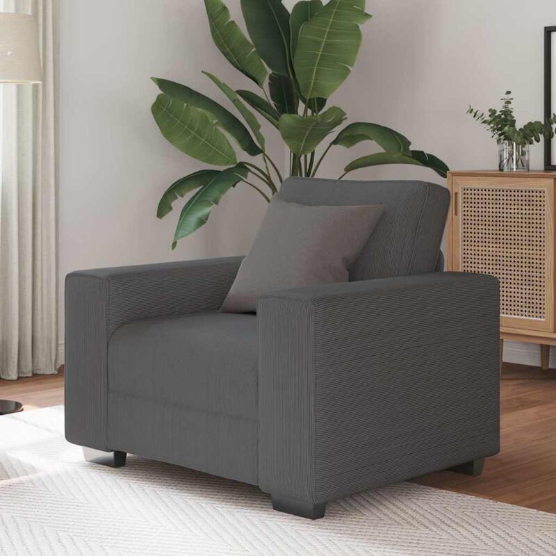 Vidaxl - Fauteuil gris foncé 60 cm tissu velours côtelé