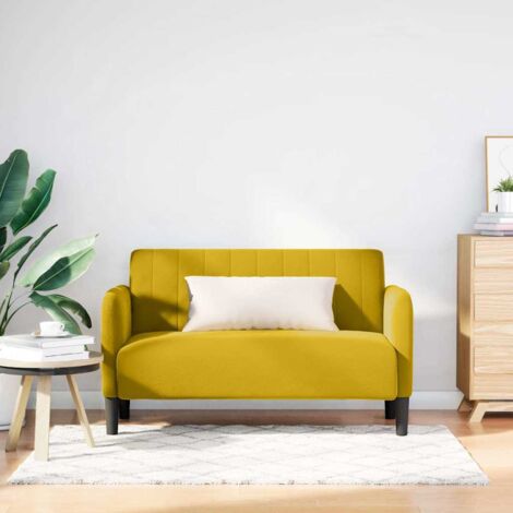 Canapé causeuse-Sofa jaune 109 cm velours