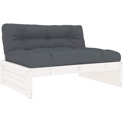 Canapé central 120x80 cm blanc bois de pin massif