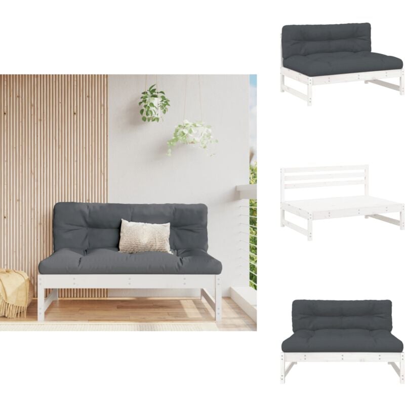 Vidaxl - Canapé central 120x80 cm blanc bois de pin massif - Canapé Extérieur - Mobilier De Jardin - Canapé Sectionnel - Canapé En Bois - Jardin