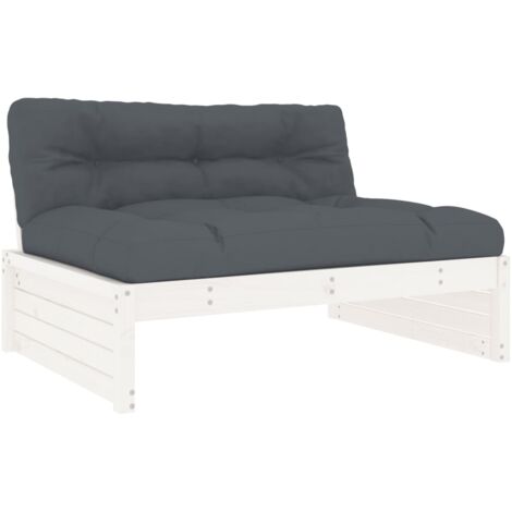 Canapé central 120x80 cm blanc bois de pin massif vidaXL
