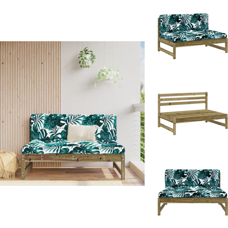Canapé central 120x80 cm bois de pin imprégné - Canapé Extérieur - Mobilier De Jardin - Canapé Sectionnel - Meubles De Jardin - Canapé En Bois