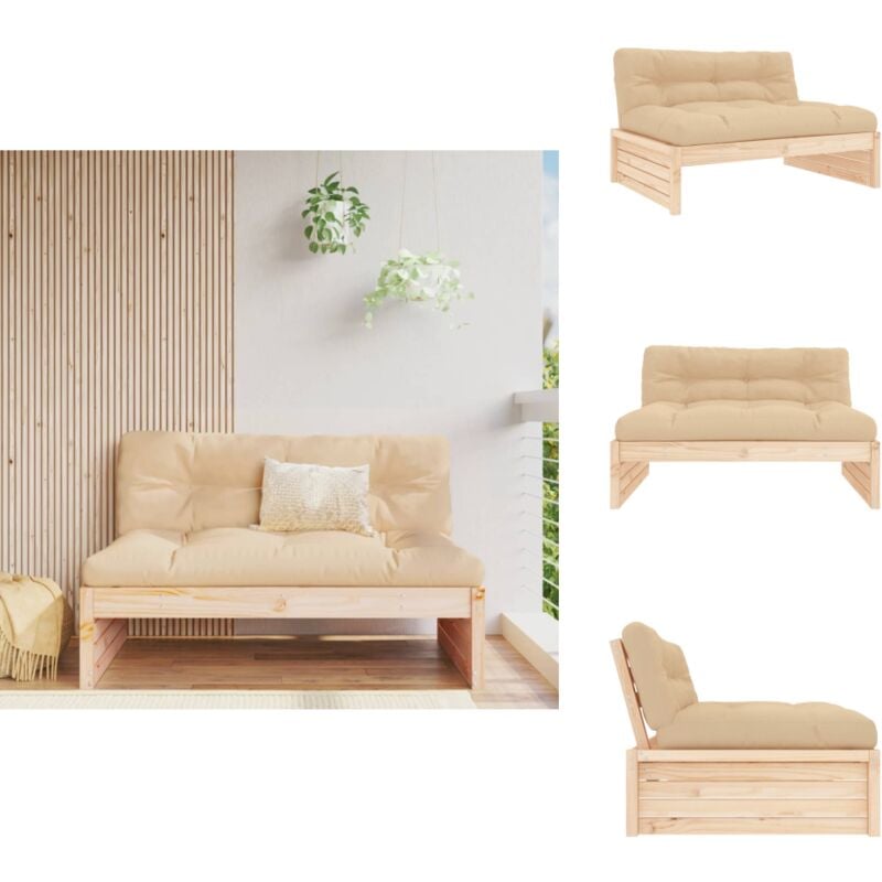 Canapé central 120x80 cm bois de pin massif - Canapé Extérieur - Canapé Jardin - Mobilier De Jardin - Meubles De Jardin - Canapé Modulaire