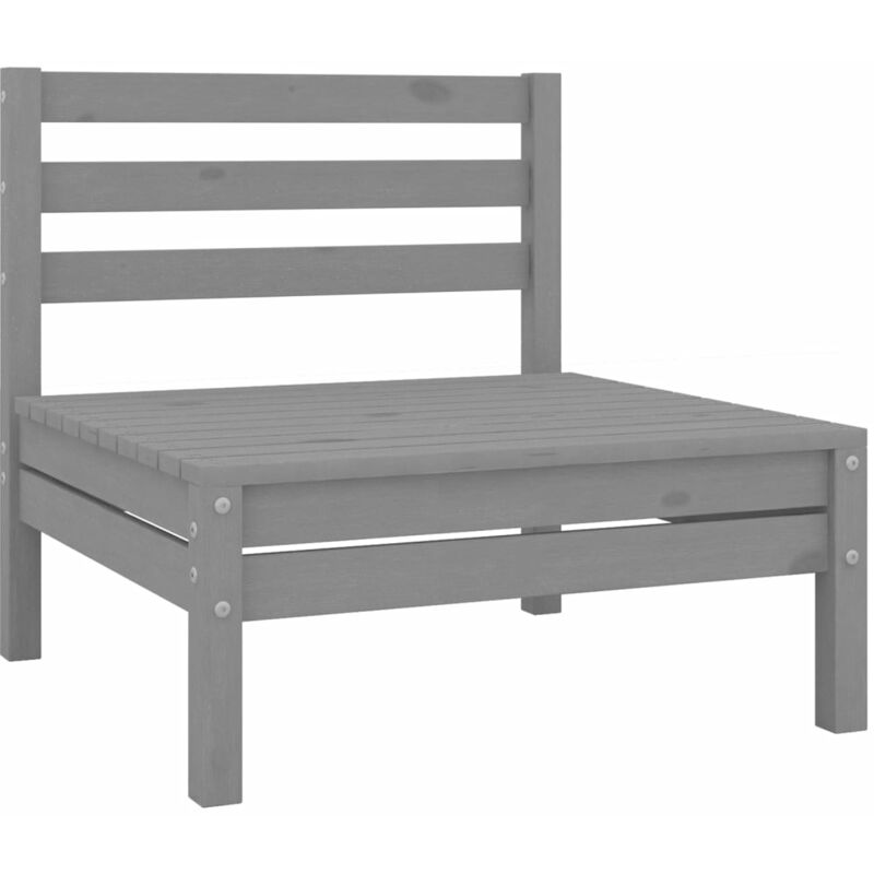 Helloshop26 - Canapé central de jardin 63,5 x 63,5 x 62,5 cm bois de pin massif gris
