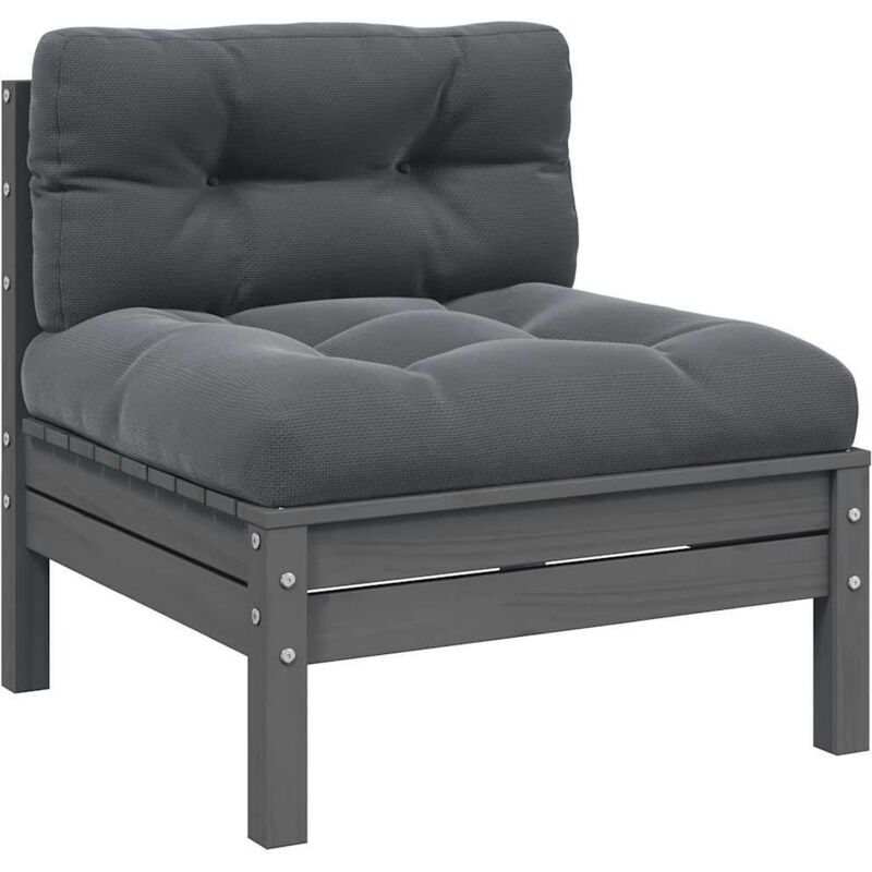 Vidaxl - Canapé central de jardin avec coussins anthracite Gris Pin