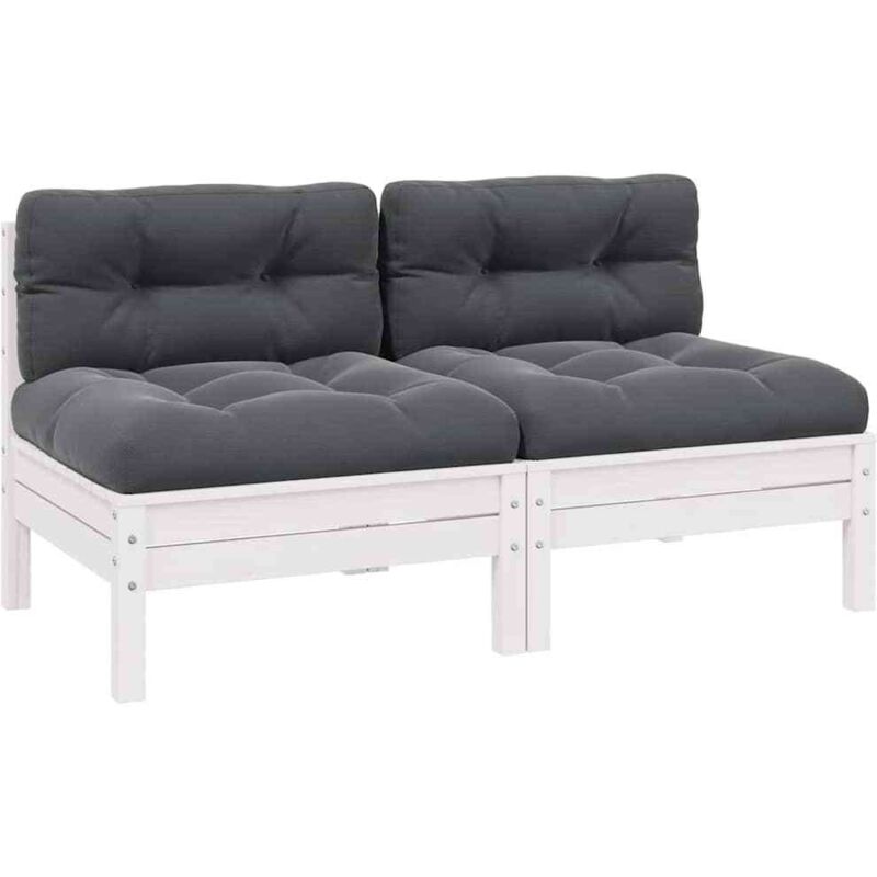 Vidaxl - Canapé 2 places de jardin et coussins Blanc Bois de pin solide