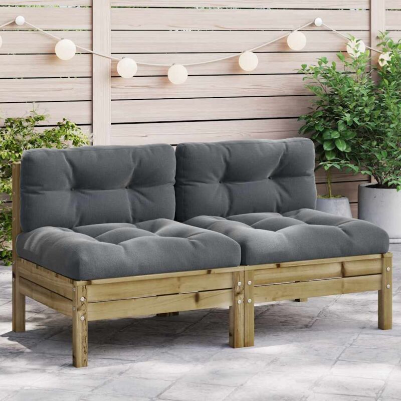 Canapé de jardin sans accoudoirs et coussins 2 pcs pin imprégné vidaXL