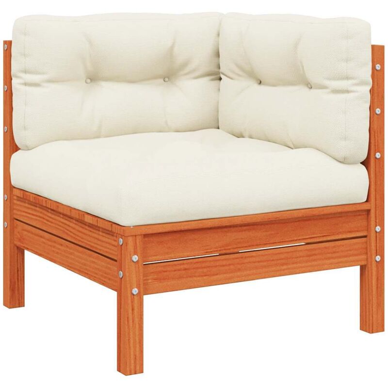 Canapé d'angle de jardin coussins cire marron bois pin massif Vidaxl