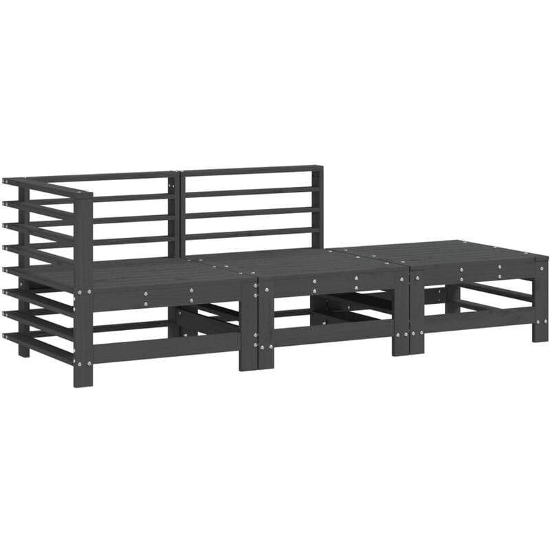 Vidaxl - Salon de jardin 3 pcs gris bois massif de pin