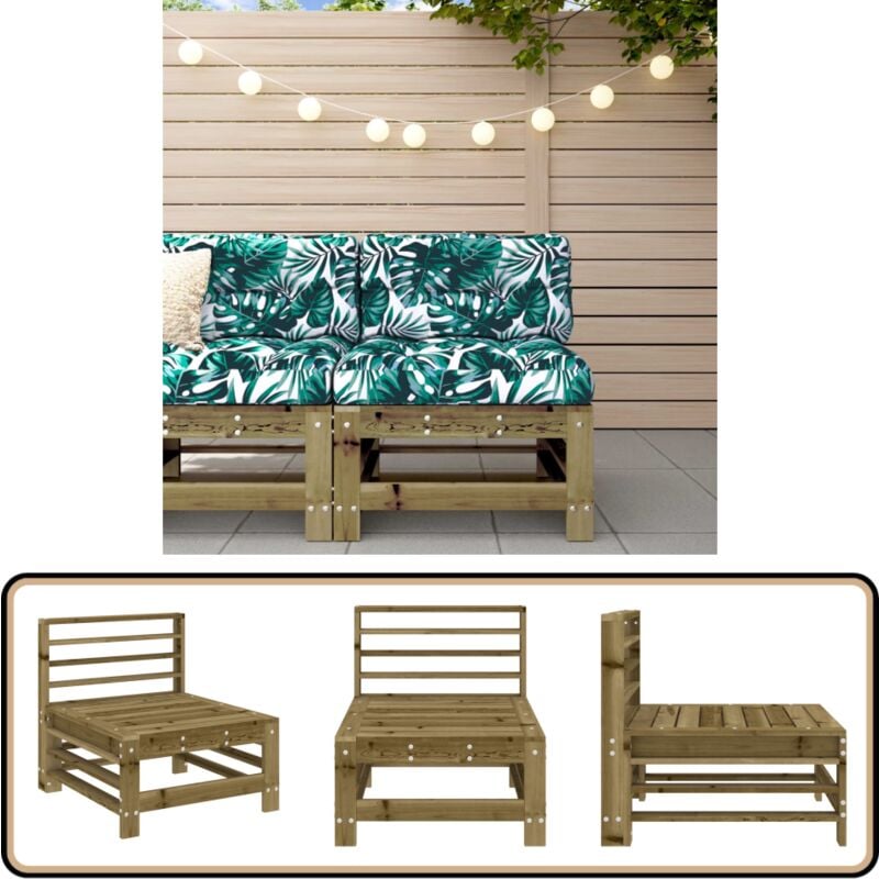 Canapé central de jardin bois de pin imprégné - Canapé De Jardin - Mobilier De Jardin - Canapé Extérieur - Design à Lattes - Bois De Pin