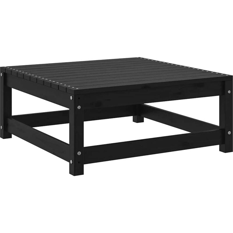 Repose-pied de jardin 70x70x30 cm Noir Bois de pin solide