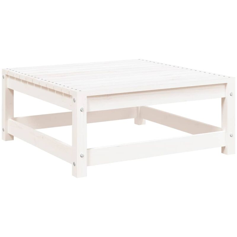 Repose-pied de jardin blanc 70x70x30 cm bois de pin massif Vidaxl