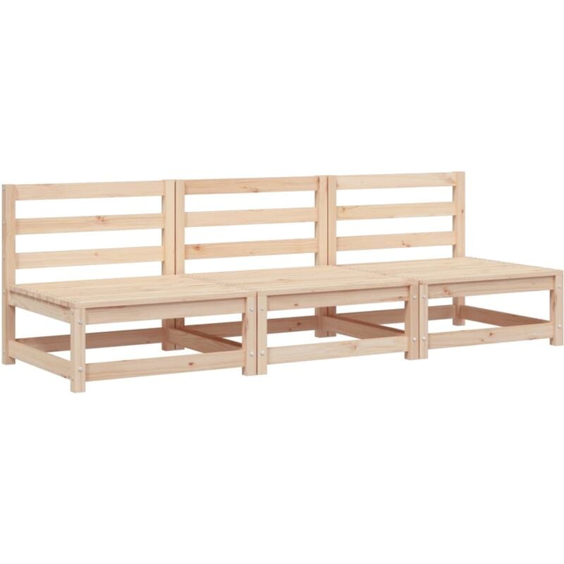 Canapés de jardin sans accoudoirs 3 pcs bois de pin massif Vidaxl