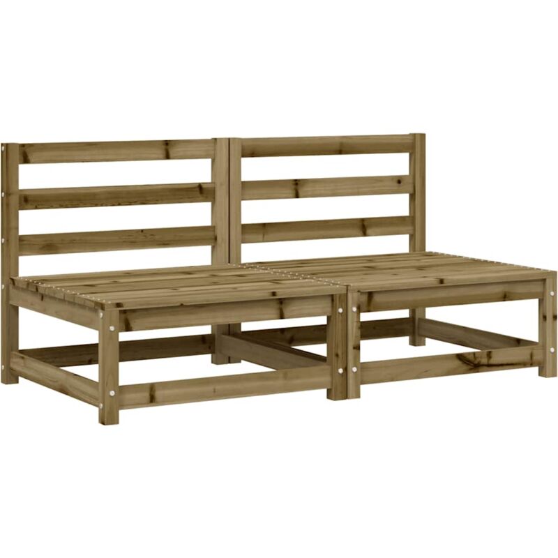 Canapés de jardin sans accoudoirs 2 pcs blanc bois pin imprégné - Vidaxl