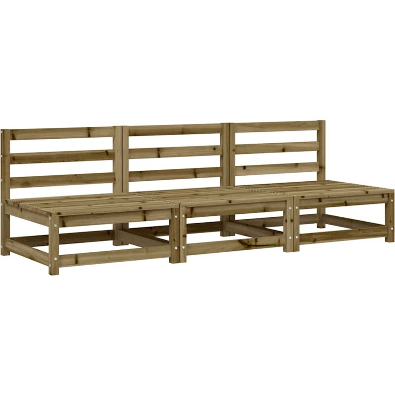 Canapés de jardin sans accoudoirs 3 pcs bois de pin imprégné