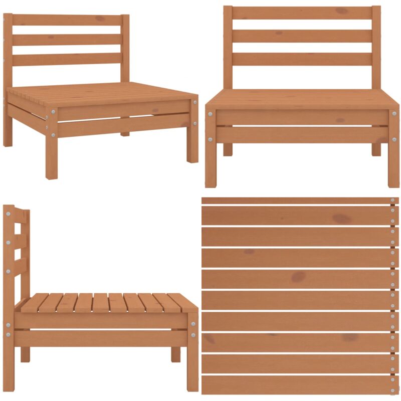 Canapé central de jardin marron miel bois de pin massif - Canapé De Jardin - Mobilier De Jardin - Canapé En Bois - Meubles De Terrasse - Salon De