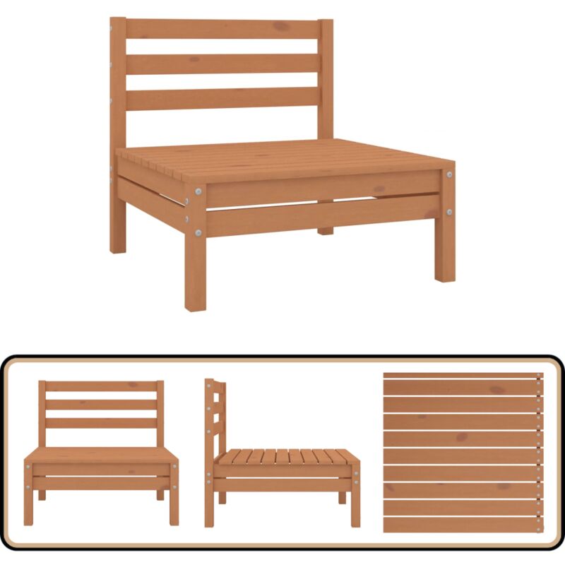 Canapé central de jardin marron miel bois de pin massif - Canapé De Jardin - Mobilier De Jardin - Canapé En Bois - Meubles De Terrasse - Salon De