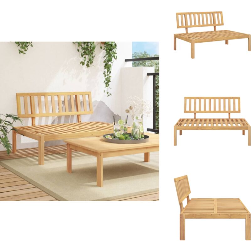 Canapé central palette de jardin bois massif d'acacia - Canapé De Jardin - Canapé Extérieur - Mobilier De Jardin - Acacia Massif - Design Moderne