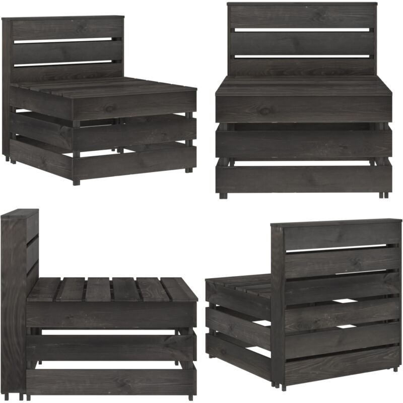 Canapé central palette de jardin gris bois de pin imprégné - Canapé Jardin - Mobilier De Jardin - Canapé Pliable - Meubles De Terrasse - Chaise