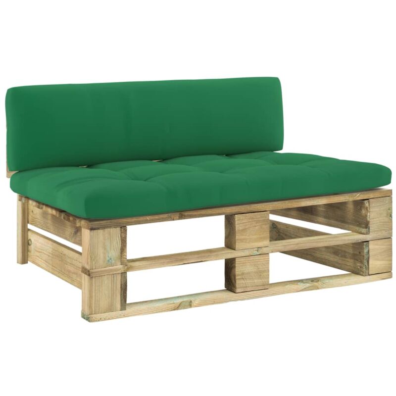Vidaxl - Canapé central palette de jardin Vert Bois de pin imprégné
