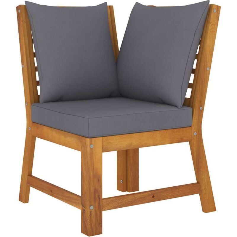 Vidaxl - Canapé d'angle sectionnel avec coussin gris foncé Acacia solide