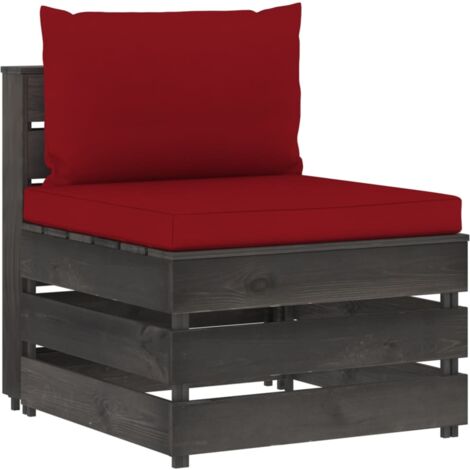 Canapé central sectionnel Canapé relax - Canapé de salon avec coussins Bois imprégné de gris BV908807 - BonneVie