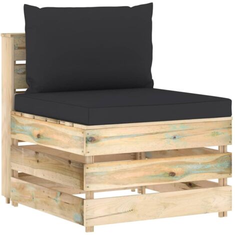 Canapé central sectionnel Canapé relax - Canapé de salon avec coussins Bois imprégné de vert BV591328 - BonneVie