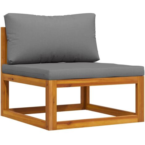 Canapé central sectionnel Contemporain - Sofa Divan Banquette - avec coussin gris foncé Bois d'acacia Chic-642027