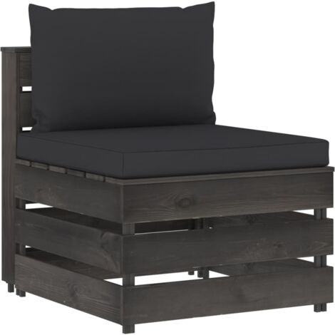Canapé central sectionnel Contemporain - Sofa Divan Banquette - avec coussins Bois imprégné de gris Chic-897133
