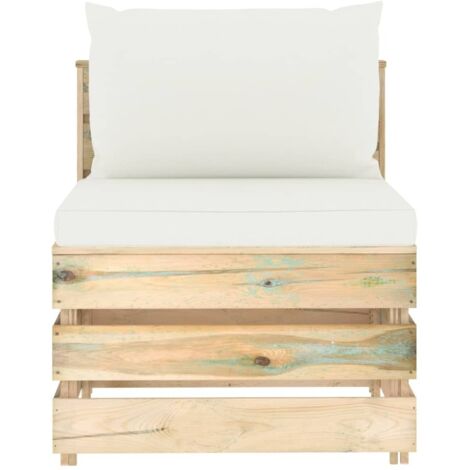 Canapé central sectionnel Contemporain - Sofa Divan Banquette - avec coussins Bois imprégné de vert Chic-492475