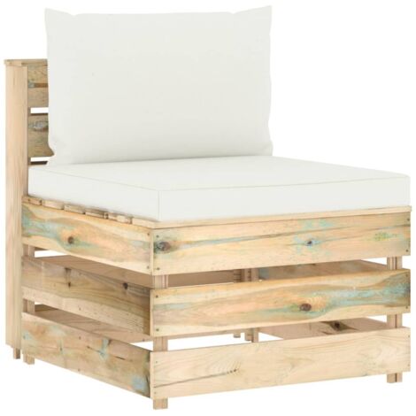 Canapé central sectionnel de jardin  Canapé Relax Moderne avec coussins Bois imprégné de vert -BV95441