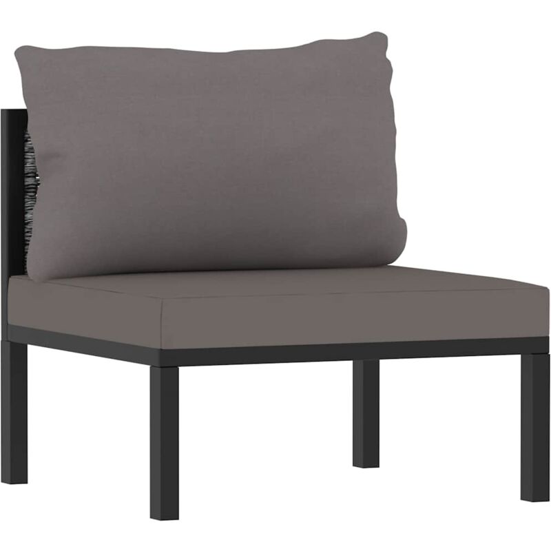 Canapé central sectionnel et coussin Résine tressée Anthracite