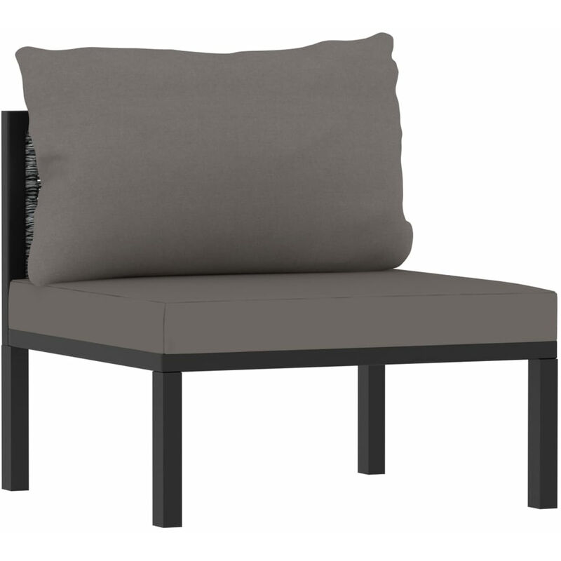 Canape central sectionnel et coussin Resine tressee Anthracite
