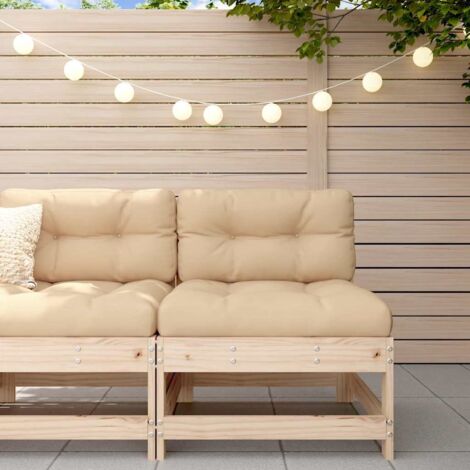 Canapé central，Canapé de jardin，Banquette avec coussins bois de pin massif DGBDF996126