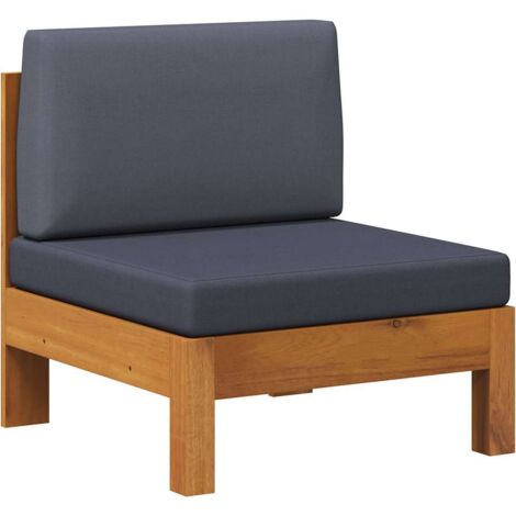 Canapé central，Canapé de jardin，Banquette / Sofa / Divan de jardin avec coussins gris foncé Bois d'acacia solide MEMV467691