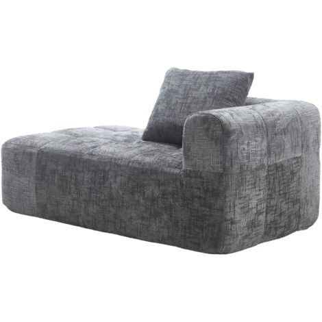 Canapé Chaise Longue Confortable Chenille Gris 37.00 x 37.00 x 112.00 cm ZIPSOFA
