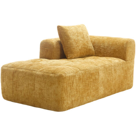 Canapé Chaise Lounge Sofacomfortable Chenille Jaune 37.00x37.00x112.00 ZIPSOFA
