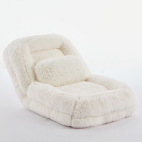 Canapé Chenille avec repose-pieds, fauteuil de sol, fauteuil d'appoint sans accoudoirs, canapé pouf, fauteuil de salon de style Togo avec mousse à mémoire de forme, Beige