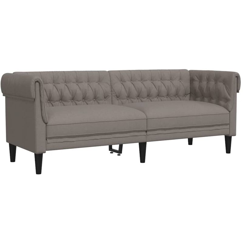 Vidaxl - Canapé Chesterfield 3 places taupe tissu