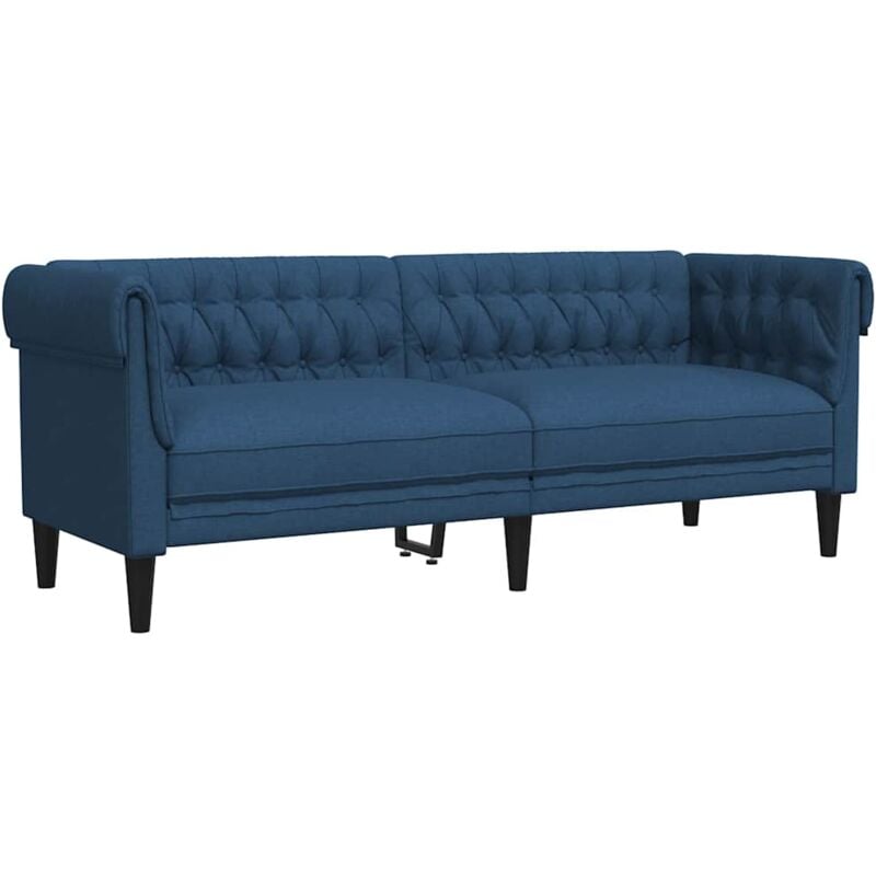 Vidaxl - Canapé Chesterfield 3 places bleu tissu