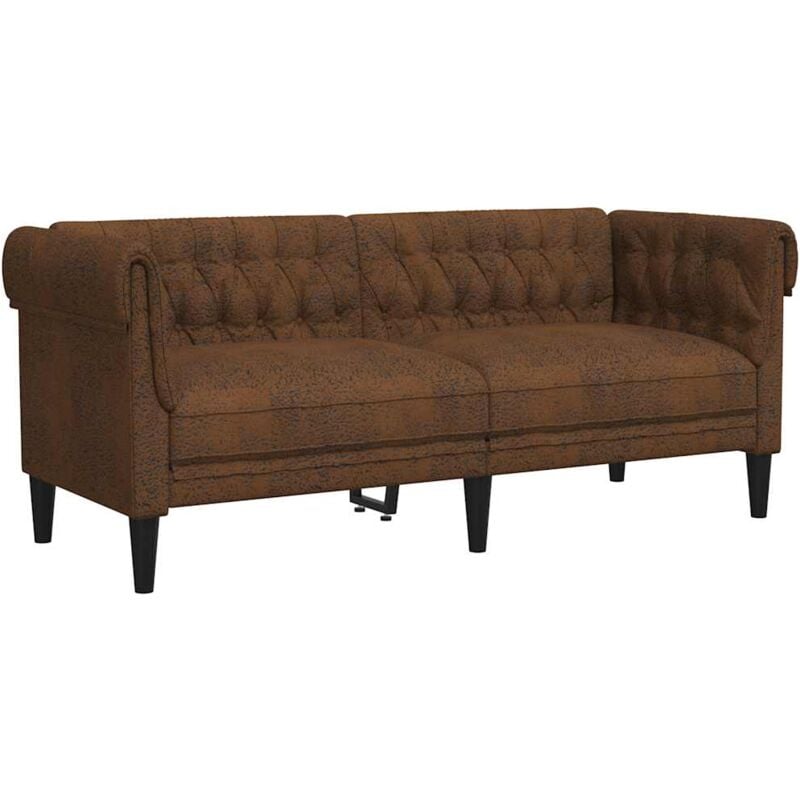 Vidaxl - Canapé Chesterfield 2 places marron tissu