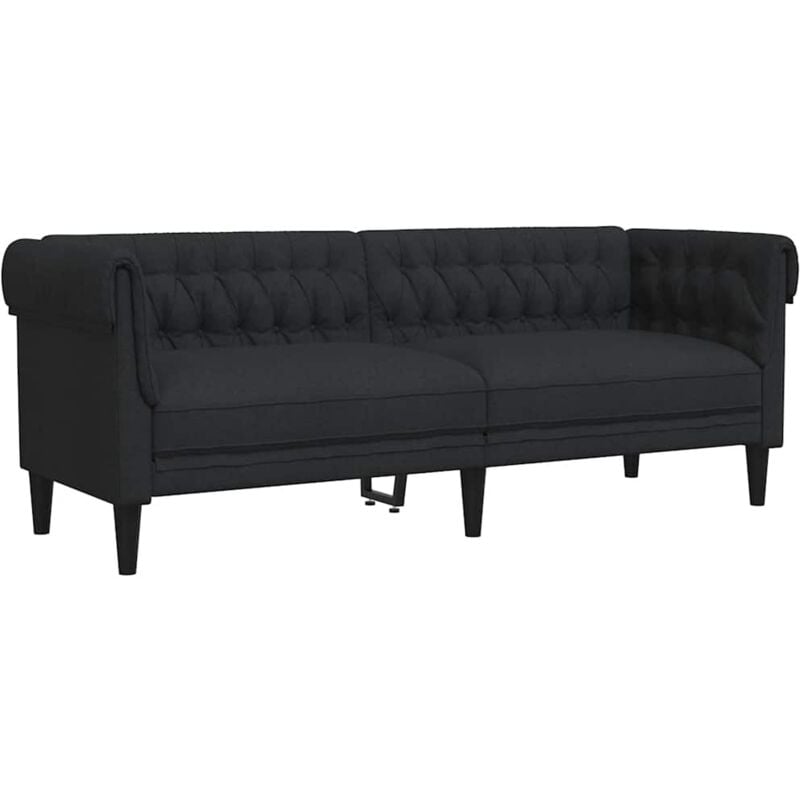 Vidaxl - Canapé Chesterfield 3 places noir tissu